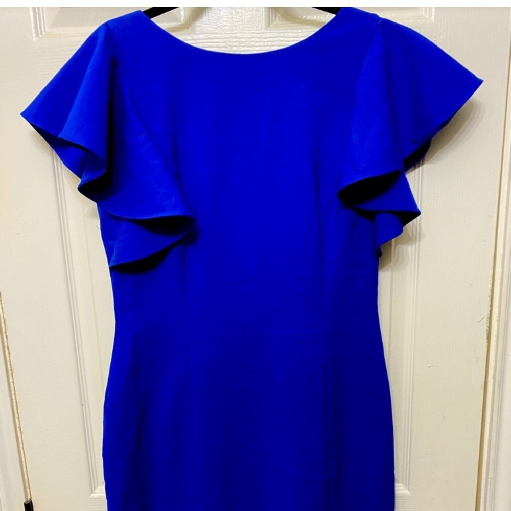 Antonio Melani Dress Ruffle Sleeve Blue Midi size 8 - Picture 4 of 9